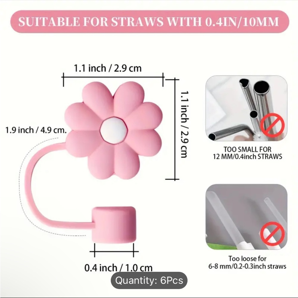 NWOT 6 Piece Silicone Straw Tip Covers🥳🥳❌❌ - Picture 3 of 3